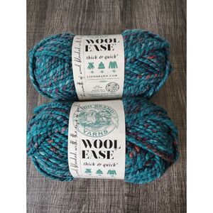 Lion Brand Wool Ease Thick & Quick Deep Lagoon Yarn Lot of 2 Super Bulky #6